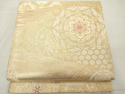 平和屋着物◎六通柄袋帯　唐織　切嵌正倉院花文　金糸　正絹　逸品　DAAZ8102cd