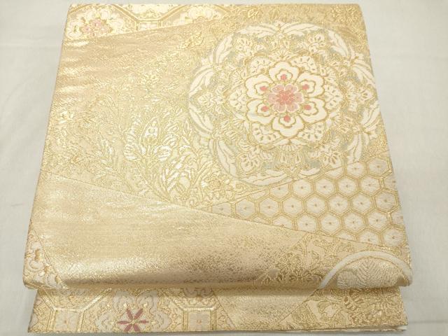 平和屋着物◎六通柄袋帯　唐織　切嵌正倉院花文　金糸　正絹　逸品　DAAZ8102cd