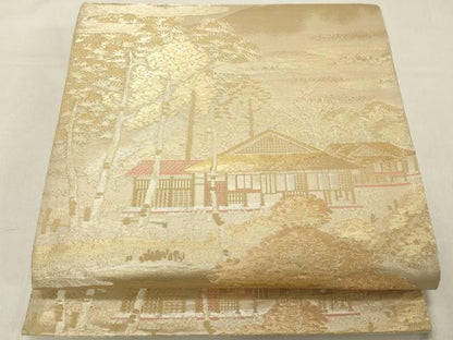 平和屋着物◎六通柄袋帯　古都名勝　洛西桂離宮　金糸　正絹　逸品　DAAZ8107cd