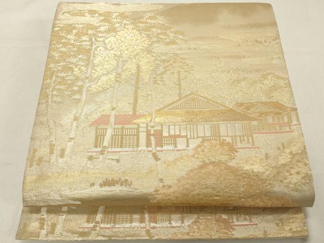 平和屋着物◎六通柄袋帯　古都名勝　洛西桂離宮　金糸　正絹　逸品　DAAZ8107cd
