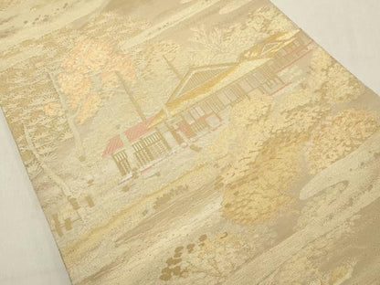 平和屋着物◎六通柄袋帯　古都名勝　洛西桂離宮　金糸　正絹　逸品　DAAZ8107cd
