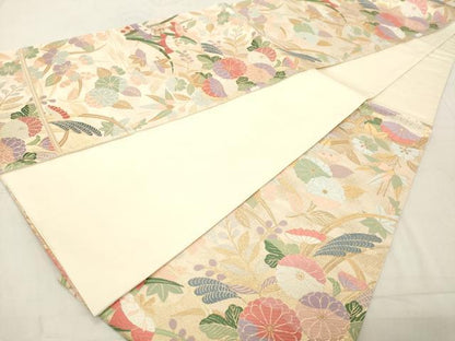 平和屋着物◎六通柄袋帯　唐織　吉祥花文　金糸　正絹　逸品　DAAZ8127cd