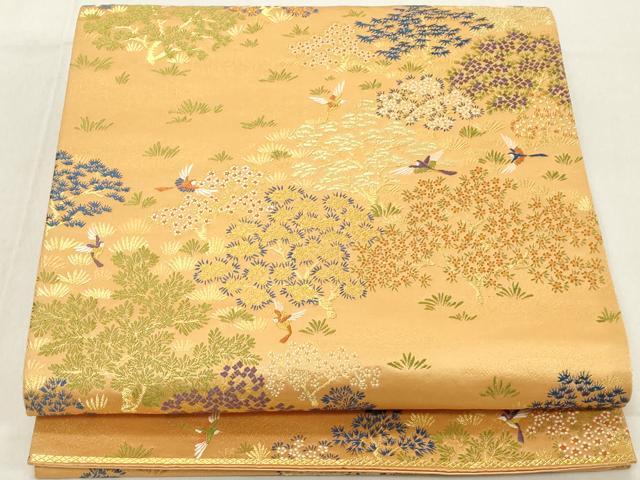 平和屋着物◎六通柄袋帯　吉祥花鳥文　金糸　正絹　逸品　DAAZ8140cd
