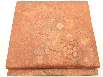 平和屋着物◎六通柄袋帯 草花文 葡萄唐草 金糸 正絹 逸品 DAAZ8148cd
