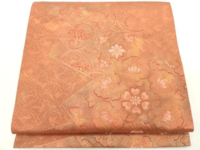 平和屋着物◎六通柄袋帯 草花文 葡萄唐草 金糸 正絹 逸品 DAAZ8148cd