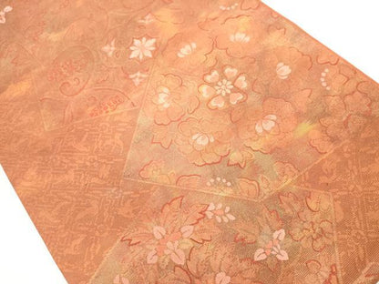 平和屋着物◎六通柄袋帯 草花文 葡萄唐草 金糸 正絹 逸品 DAAZ8148cd
