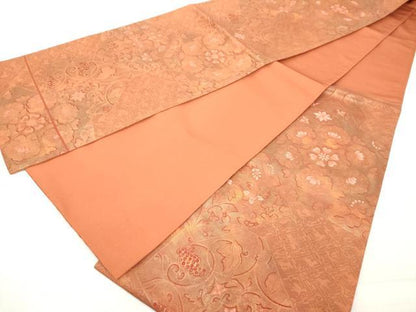 平和屋着物◎六通柄袋帯 草花文 葡萄唐草 金糸 正絹 逸品 DAAZ8148cd