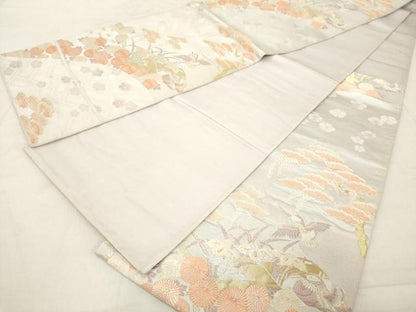 平和屋着物◎六通柄袋帯 吉祥鴛鴦花文 金銀糸 正絹 逸品 DAAZ8161cd