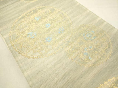 平和屋着物◎六通柄袋帯 草花文 金糸 正絹 逸品 DAAZ8165cd