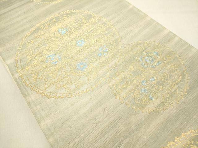 平和屋着物◎六通柄袋帯 草花文 金糸 正絹 逸品 DAAZ8165cd