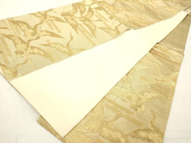 平和屋着物◎六通柄袋帯 エ霞飛鶴文 金糸 正絹 逸品 DAAZ8166cd