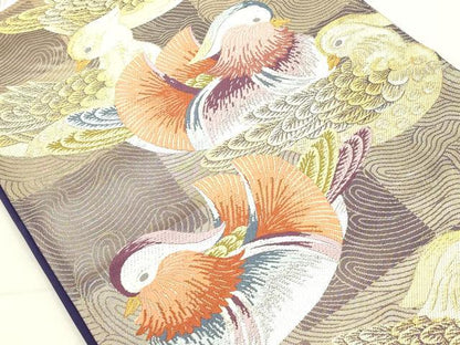 平和屋着物◎六通柄袋帯 鴛鴦文 金銀糸 正絹 逸品 DAAZ8168cd