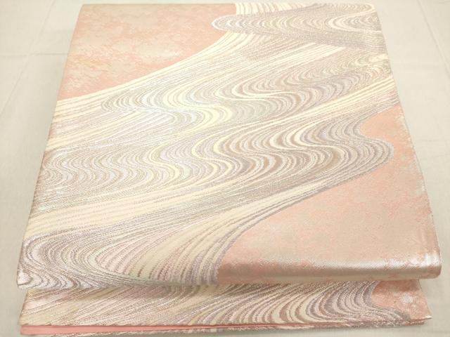 平和屋着物◎六通柄袋帯 流水文 銀糸 正絹 逸品 DAAZ8177cd