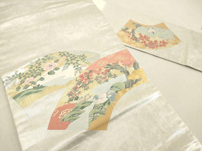 平和屋着物◎九寸名古屋帯　地紙鴛鴦花文　金銀糸　引箔　正絹　逸品　DAAZ8179cd