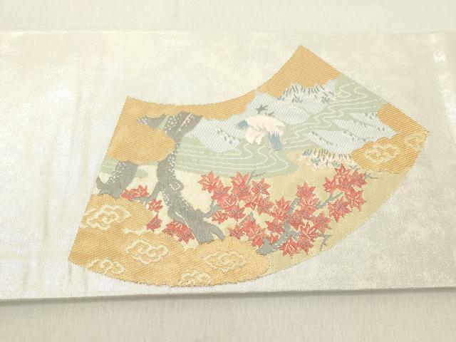 平和屋着物◎九寸名古屋帯　地紙鴛鴦花文　金銀糸　引箔　正絹　逸品　DAAZ8179cd