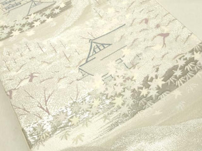 平和屋着物◎六通柄袋帯 風景文 プラチナ純銀箔二重織 正絹 逸品 DAAZ8185cd