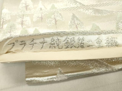 平和屋着物◎六通柄袋帯 風景文 プラチナ純銀箔二重織 正絹 逸品 DAAZ8185cd