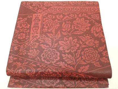 平和屋着物◎六通柄袋帯 切嵌更紗花文 正絹 逸品 DAAZ8188cd
