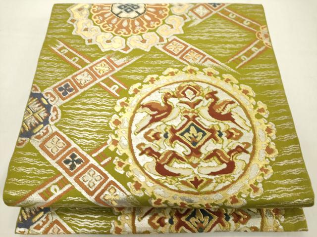 平和屋着物◎六通柄 本袋帯 正倉院鳳凰花文 金銀糸 正絹 逸品 DAAZ8195cd