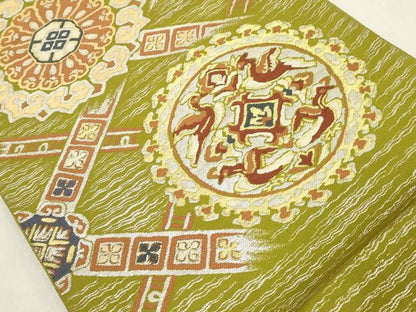 平和屋着物◎六通柄 本袋帯 正倉院鳳凰花文 金銀糸 正絹 逸品 DAAZ8195cd