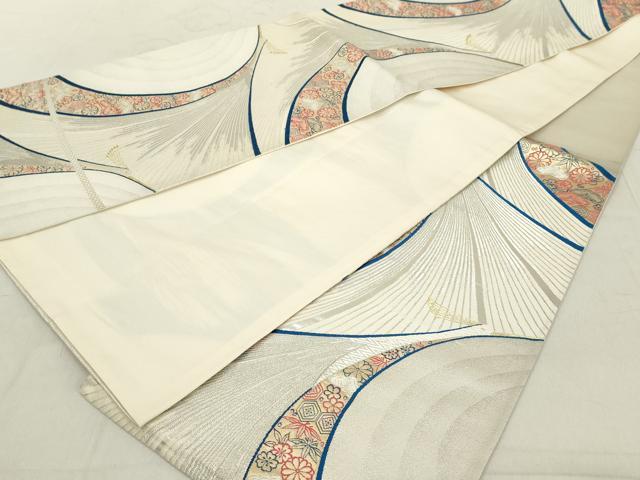 平和屋着物◎六通柄袋帯 唐織 孔雀花文 松竹梅 金銀糸 正絹 逸品 DAAZ8200cd