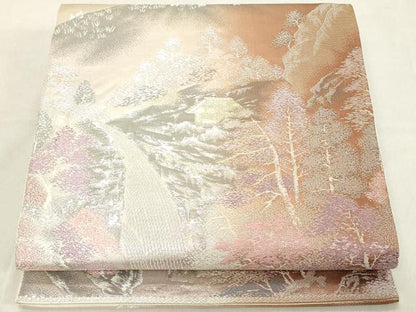 平和屋着物◎六通柄袋帯 風景文 プラチナ二重箔錦 正絹 逸品 DAAZ8217cd