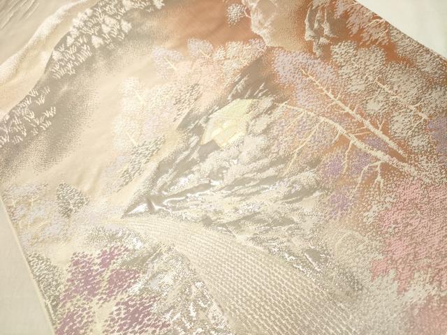 平和屋着物◎六通柄袋帯 風景文 プラチナ二重箔錦 正絹 逸品 DAAZ8217cd