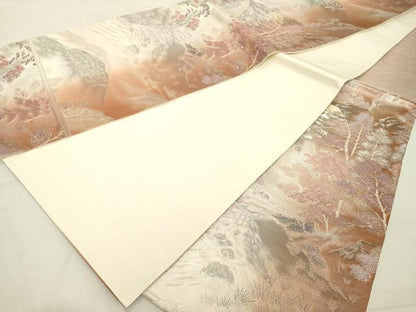 平和屋着物◎六通柄袋帯 風景文 プラチナ二重箔錦 正絹 逸品 DAAZ8217cd
