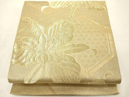 平和屋着物◎六通柄袋帯 亀甲草花文 金糸 正絹 逸品 DAAZ8219cd