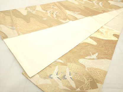平和屋着物◎六通柄袋帯 地紙飛鶴吉祥文 金糸 正絹 逸品 DAAZ8221cd