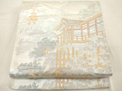 平和屋着物◎六通柄袋帯 京名所 風景文 プラチナ二重箔 正絹 逸品 DAAZ8227cd