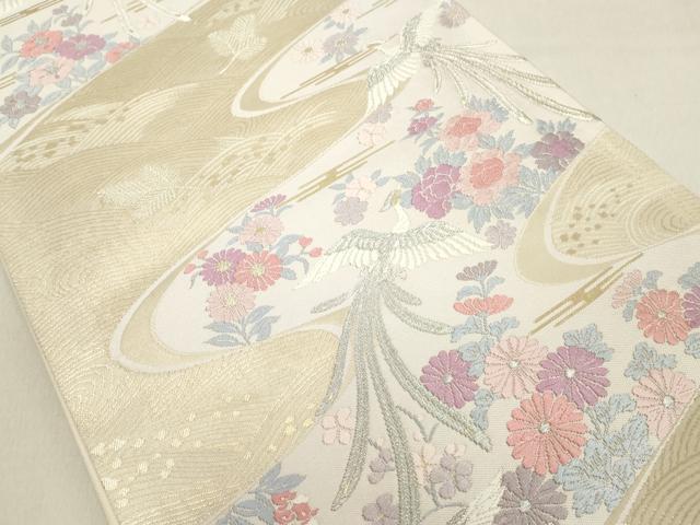 平和屋着物◎六通柄袋帯 唐織 流水鳳凰花文 金銀糸 正絹 逸品 DAAZ8231cd