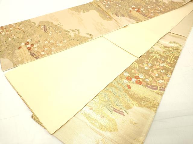 平和屋着物◎六通柄袋帯 風景花文 金糸 正絹 逸品 DAAZ8254cd