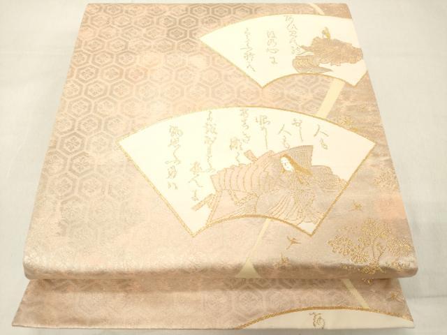 平和屋着物◎六通柄袋帯 地紙人物文 詩歌 金糸 引箔 正絹 逸品 DAAZ8260cd