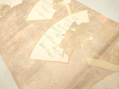 平和屋着物◎六通柄袋帯 地紙人物文 詩歌 金糸 引箔 正絹 逸品 DAAZ8260cd