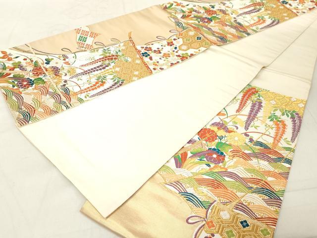 平和屋着物◎六通柄袋帯 唐織 几帳吉祥花文 金糸 正絹 逸品 DAAZ8333cd