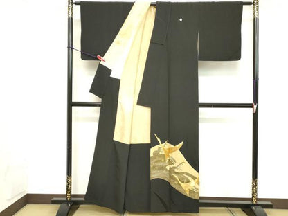 平和屋着物■豪華黒留袖　駒刺繍　流水飛鳥文　金彩　正絹　逸品　DAAZ8340cd