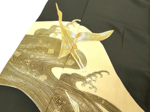 平和屋着物■豪華黒留袖　駒刺繍　流水飛鳥文　金彩　正絹　逸品　DAAZ8340cd