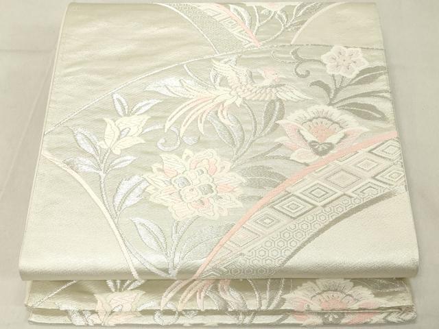 平和屋着物◎六通柄袋帯 唐織 鳳凰更紗花文 銀糸 正絹 逸品 DAAZ8376cd