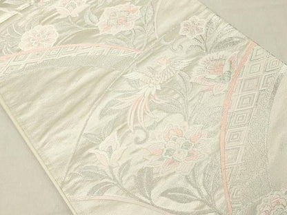 平和屋着物◎六通柄袋帯 唐織 鳳凰更紗花文 銀糸 正絹 逸品 DAAZ8376cd