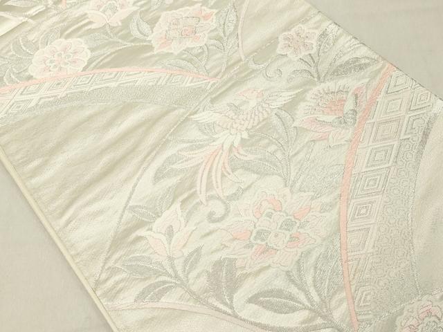平和屋着物◎六通柄袋帯 唐織 鳳凰更紗花文 銀糸 正絹 逸品 DAAZ8376cd