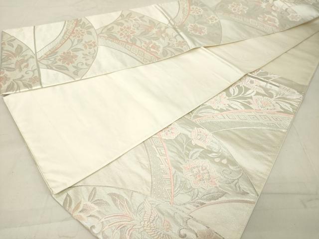 平和屋着物◎六通柄袋帯 唐織 鳳凰更紗花文 銀糸 正絹 逸品 DAAZ8376cd