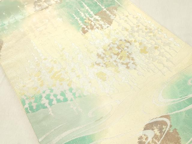 平和屋着物◎西陣 六通柄袋帯 流水草花文 金銀糸 正絹 逸品 DAAZ8381cd