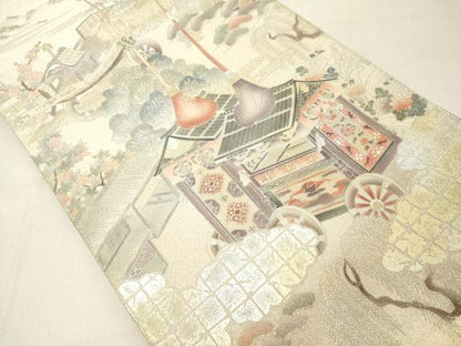 平和屋着物◎綴れ 太鼓柄袋帯 鉾花文 金銀彩 正絹 逸品 DAAZ8383cd