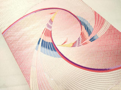 平和屋着物◎六通柄袋帯 唐織 孔雀文 金銀糸 正絹 逸品 DAAZ8384cd
