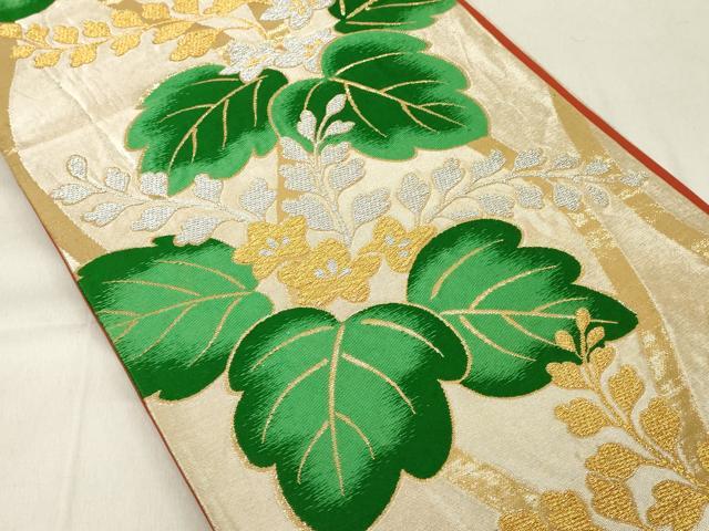 平和屋着物◎六通柄袋帯 草花文 金銀糸 正絹 逸品 DAAZ8395cd