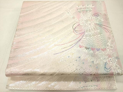 平和屋着物◎六通柄袋帯　舞花文　金銀糸　正絹　逸品　DAAZ8408cd
