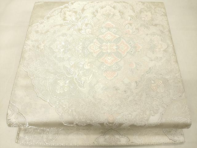 平和屋着物◎六通柄袋帯 唐織 正倉院更紗花文 銀糸 正絹 逸品 DAAZ8413cd