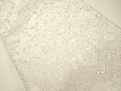 平和屋着物◎六通柄袋帯 唐織 正倉院更紗花文 銀糸 正絹 逸品 DAAZ8413cd