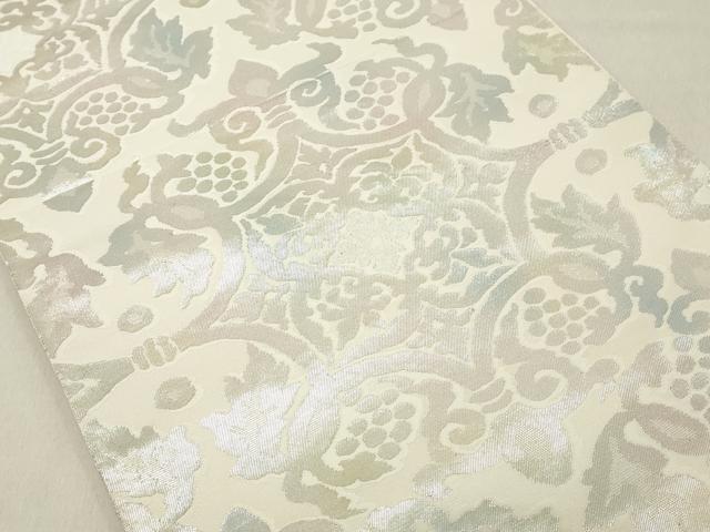 平和屋着物◎六通柄袋帯 正倉院葡萄唐草花文 銀糸 正絹 逸品 DAAZ8422cd
